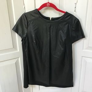 Jones New York Faux Leather Black Top